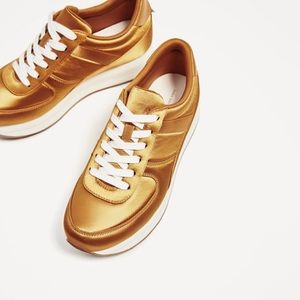 NWT Zara satin platform sneakers